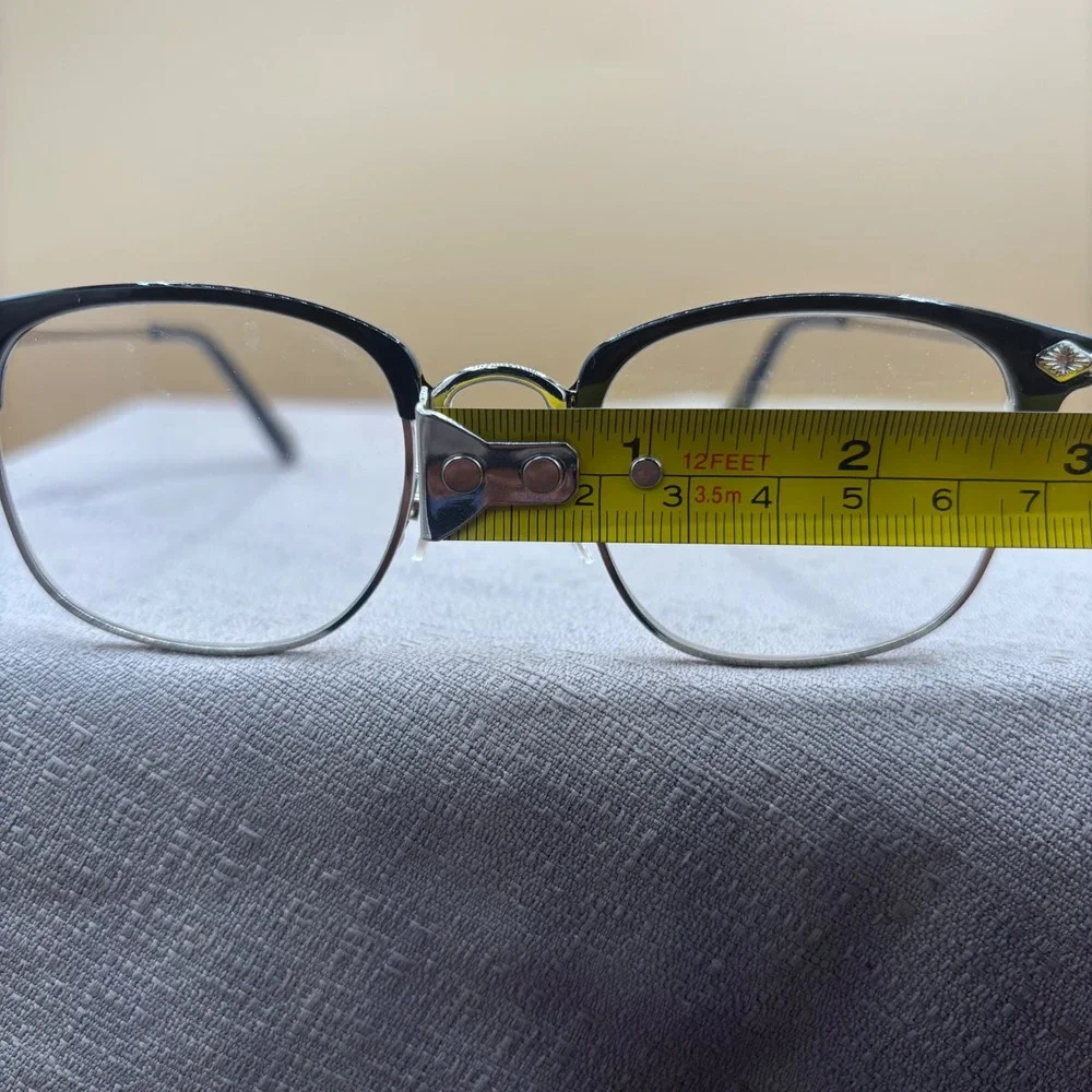 Vintage Retro Black Silver Clubmaster Browline Eyeglass frames Gothic